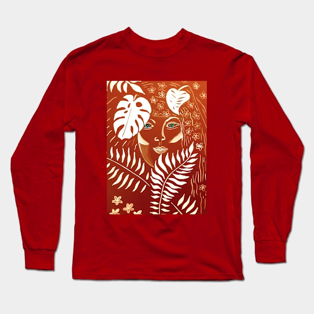 A Beautiful Girl In The Tropical Garden Long Sleeve T-Shirt by Maltez